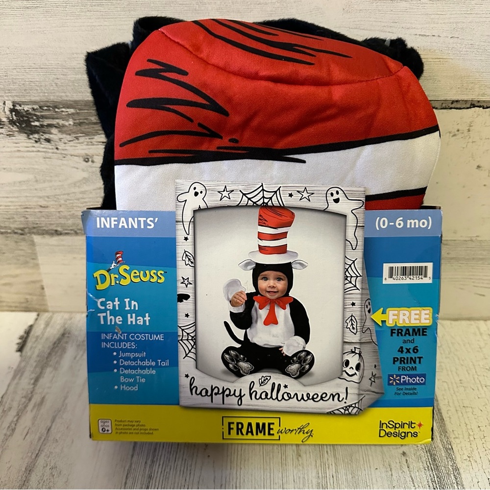 Dr. Seuss The Cat in the Hat Baby Halloween Costume Size 0-6 Months NEW